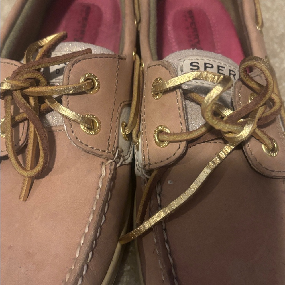 Sperry Tan Leather Boat Shoes with Pink Insoles leather upper - Picture 5 of 9